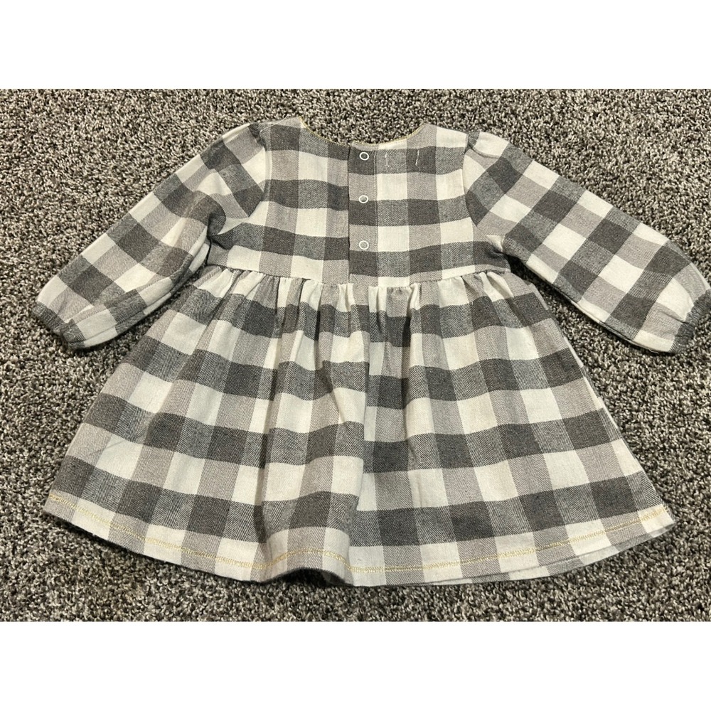 Bb8 Mud Pie Baby Girl Gray White Plaid Dress Long Sleeve Size 9-12 Months‎